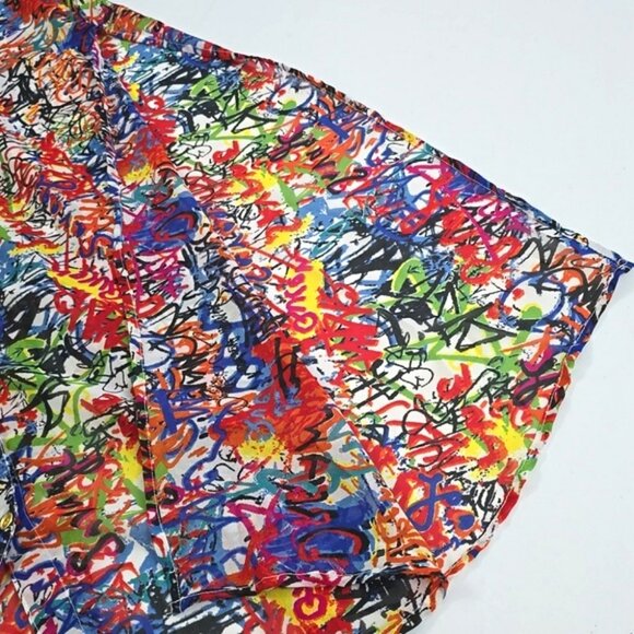 Speed Limit MPH Longline Shirt Multi Color Print Semi Sheer Lightweight Size M/L - Picture 10 of 16